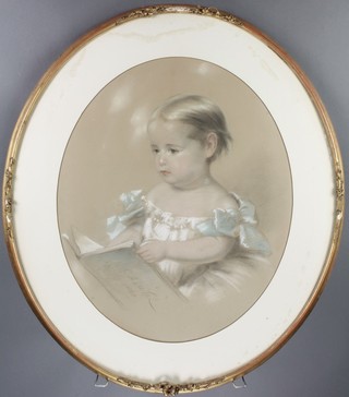 C A Duval 1860, an oval pastel portrait of a young child, signed 23" x 19" 