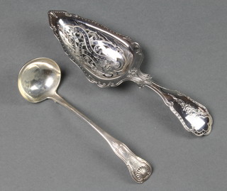 A George III silver fiddle pattern toddy ladle Edinburgh 1818 together with a silver serving spoon 