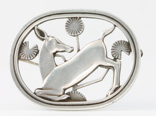 A Georg Jensen silver pierced deer brooch 256 