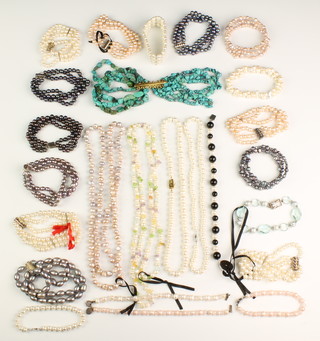 A quantity of cultured pearl necklaces and bracelets 