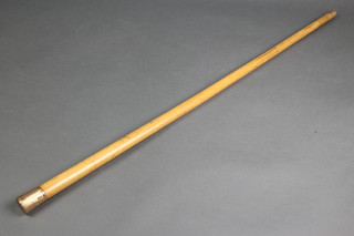 A walking cane with engine turned Art Deco 9ct gold mount