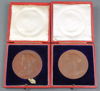 2 cased bronze commemorative coins 1837-1897 