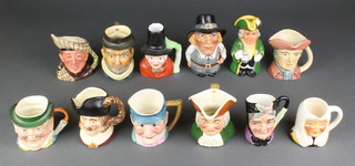 A collection of 12 character jugs and Toby jugs 