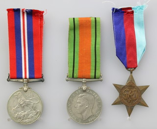 3 World War II medals - Defence, British War and 1939-45