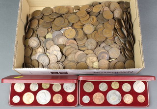 A quantity of coins, mainly UK including 2 cased sets 