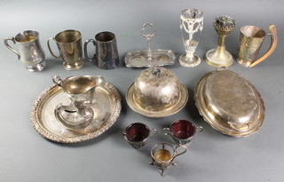 A silver plated mug and minor plated items