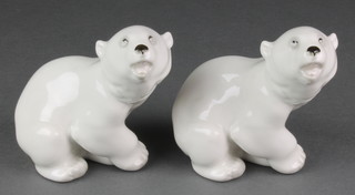Two 20th Century Russian porcelain figures of polar bears 5" 