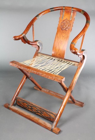A Chinese hardwood scribes or judgement chair with splat back panel 