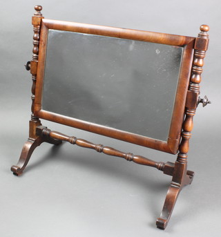 A 19th Century rectangular plate dressing table mirror contained in a mahogany bobbin turned frame 19"h x 20"w 