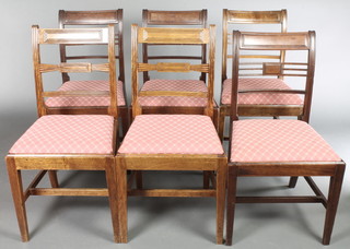 A harlequin set of 6 19th Century mahogany bar back chairs with shaped mid rails comprising 4 and 2