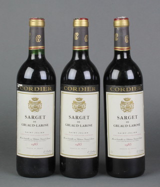 3 bottles of 1983 Cordier Sargent De Gruaud-Larose Saint Julien 
