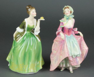 2 Royal Doulton figures - Suzette HN1487 7 1/2" and Fleur HN2368 7 1/2" 