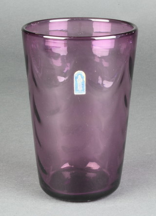 A Whitefriars purple studio vase of plain form 6" 