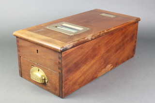 A mahogany and brass till fitted a drawer