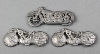 Johil & Co Toys, a cast metal model of a motorcycle 3" and 2 other cast metal models of motorcycles 