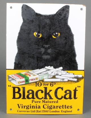 A Black Cat enamelled advertising sign 10 for 6d 11 1/2"h x 8 1/2"w 