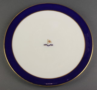 HMS Victory, a Cauldon & Co blue rim plate with motif 9" 