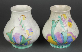 A pair of Beswick Ware baluster vases with floral decoration 6" 