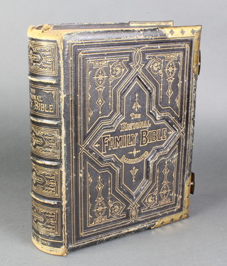 The Family National Bible, leather bound and illustrated, (some cracking to the spine)
