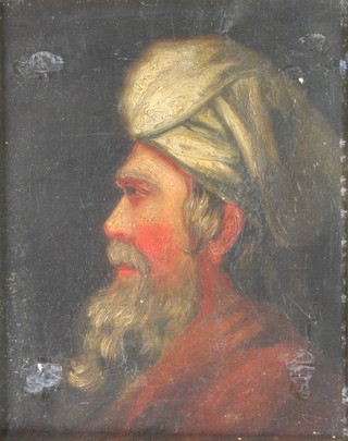 A 19th Century oil on canvas, study of an Arab gentleman in profile, unsigned 14" x 11" 