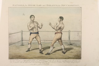 Williams, early 19th Century print of Pugilistic interest, "Randall, The Irish Lad and Belasco, The Jew Champion" 8" x 12" 