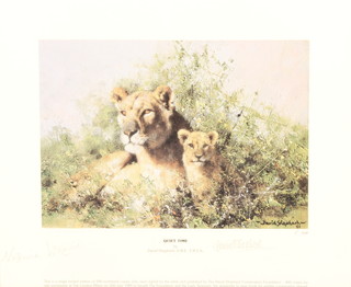 David Shepherd, a coloured print "Quiet Time" signed by the artist and Virginia McKenna in pencil 5/1500 9" x 12" 