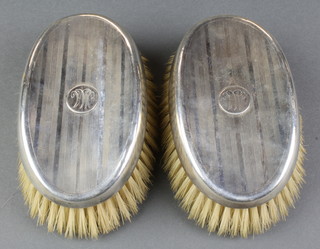 A pair of gentleman's silver engine turned hair brushes, Birmingham 1929 