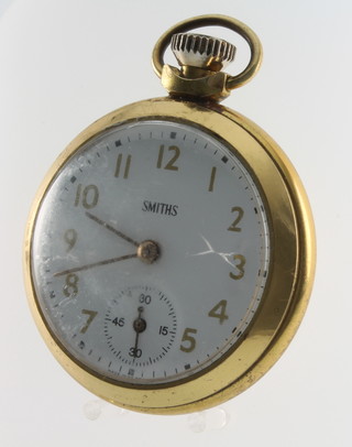A gentleman's gilt cased pocket watch with seconds at 6 o'clock by Smiths, a chromium ditto Services Army