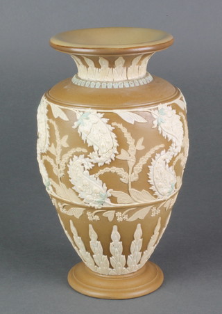 A Royal Doulton silicon 3 colour oviform vase decorated with scrolling flowers and leaves, 8 1/2" 