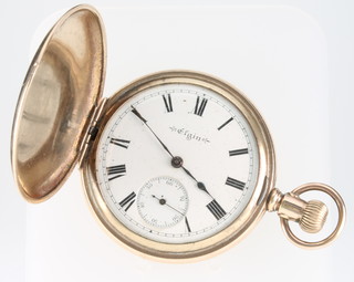 A gentleman's gilt cased hunter pocket watch, dial inscribed Elgin with seconds at 6 o'clock