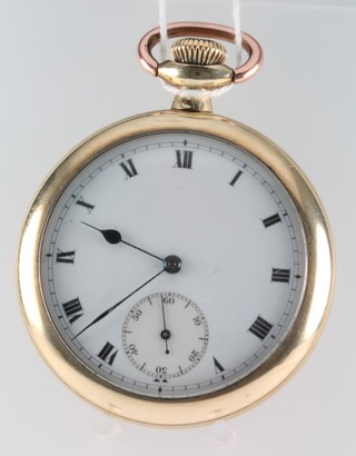 A gentleman's gilt cased pocket watch with seconds at 6 o'clock 