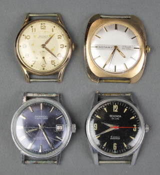 A gentleman's 1970's gilt cased Rotary wristwatch and 3 others
