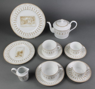 A quantity of Pierre Frey Groussay pattern coffee and dinner ware comprising 23 tea cups, 23 saucers, 12 coffee cups, 11 saucers, 2 cream jugs and 2 teapots and lids, 16 side plates, 24 dinner plates 