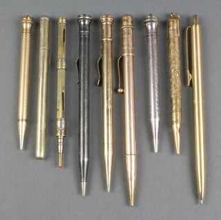 A silver plated propelling pencil, 6 other pencils, a ball point pen and a refill holder
