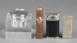 A 1970's Block table cigarette lighter and 3 others 
