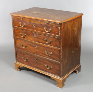 A Georgian mahogany chest with brushing slide above 4 long graduated drawers with brass swan neck drop handles, raised on bracket feet 32"h x 31"w x 18"d 