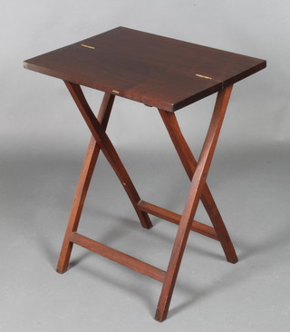 A rectangular mahogany folding coaching table 27"h x 22"w x 16"d 
