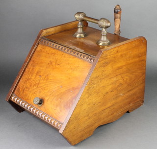 A Victorian walnut coal box complete with shovel and zinc liner 12"h x 13"w x 17"d 