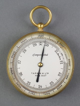 A Military Issue pocket barometer with silvered dial marked T.A.R.S & W Ltd. no.B3227 3" 