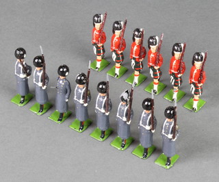 8 Britains model soldiers of Grenadier guards comprising officer and 7 guardsman together with 6 highlanders 