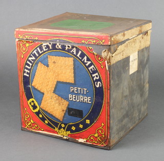 A Huntley & Palmer biscuit tin for Petit-Beurre biscuits 9 1/2" x 9" x 9"