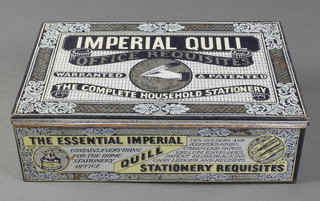 A Huntley Boorne & Stevens Imperial Quill tin 3"h x 10"w x 6 1/2"d 