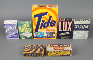 A shop display packet of Sylvan Flakes, ditto Lux,  Borax,  Rinso and Oxydol and a bar of Sunlight soap 