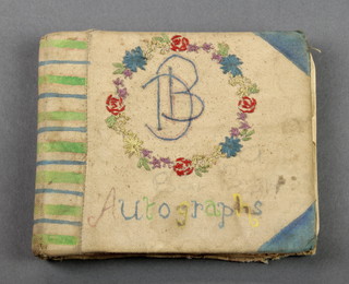 A small autograph album with embroidered cover including Fay Ray, Anna Neagle, Gracie Fields and others 