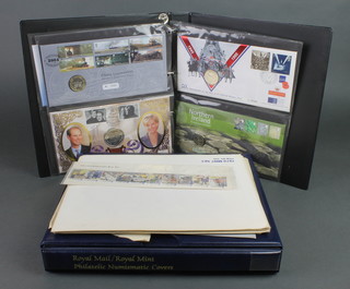 2 albums of Royal Mail/Royal Mint Philatelic Numismatic covers together with 4 sets of US Post Service mint stamps 1976,77,78 and 79 and a ditto set of Winter Olympic stamps 