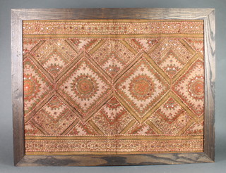 A section of Indian fabric set mirrors 23" x 30" 