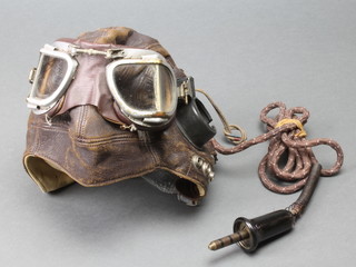 An RAF Type C flying helmet size 1-6 1/2" - 6 3/4" together with a pair of Stadium goggles