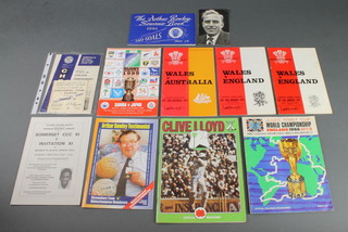 A 1966  Jules Rimet World Championship official football souvenir programme and a small collection of other sporting programmes for Rugby, football etc, 
