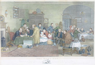 David Wilkie, engraving, "The Rent Day" coloured study 17" x 24" 