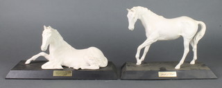 2 Beswick white glazed horse groups - Spirit of Peace and Spirit of Youth 9" 